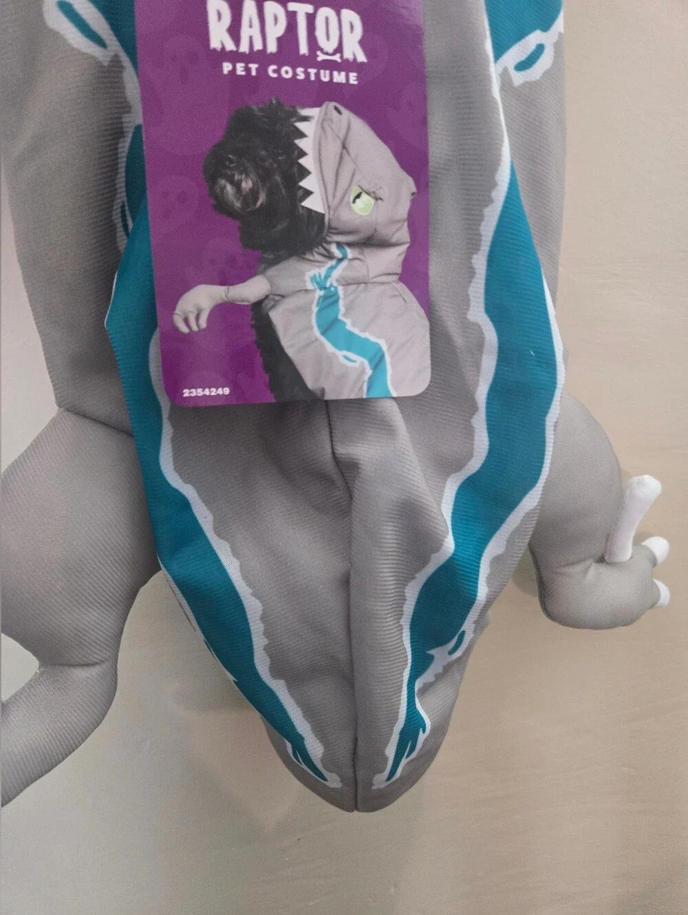Raptor Pet Costume - Gray & Teal (XS/S)